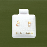 TRIANGLE WITH PEARL STUD SOLID GOLD 10K