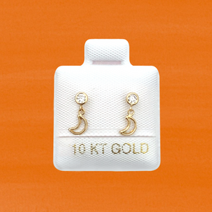 HANGING MOON STUD SOLID GOLD 10K