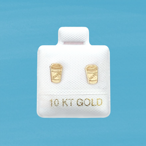 COFFEE CUP STUD SOLID GOLD 10K