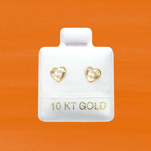 HEART + PEARL STUD SOLID GOLD 10K
