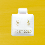 PEARL & MOON STUD SOLID GOLD 10K