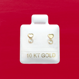 PEARL & HEART STUD SOLID GOLD 10K