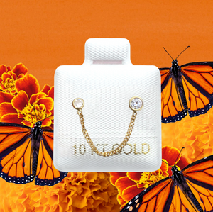 ZIRCON CHAIN STUD SOLID GOLD 10K