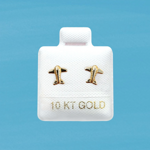 AIRPLANE STUD SOLID GOLD 10K