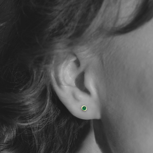 GREEN ROUND STUD SOLID GOLD 10K