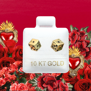 BLACK DICE STUD SOLID GOLD 10K
