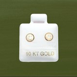 WHITE HAPPY FACE STUD SOLID GOLD 10K