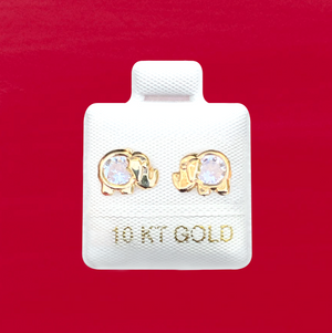 ELEPHANT WITH ZIRCON STUD SOLID GOLD 10K