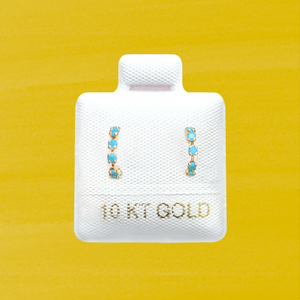 TURQUOISE HUGGIE STUD SOLID GOLD 10K