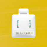 TURQUOISE HUGGIE STUD SOLID GOLD 10K