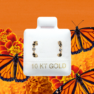 BLACK HUGGIE STUD SOLID GOLD 10K