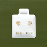 WHITE ZIRCON HEART STUD SOLID GOLD 10K