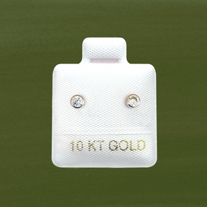 WHITE ROUND STUD SOLID GOLD 10K