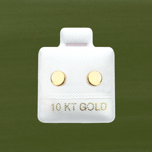 BIG YELLOW ROUND STUD SOLID GOLD 10K