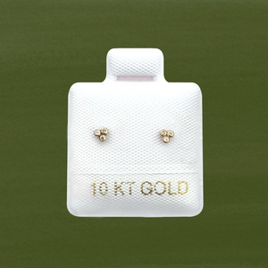 TINY TREBOL WITH ZIRCON STUD SOLID GOLD 10K