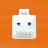 BLUE HEART STUD SOLID GOLD 10K