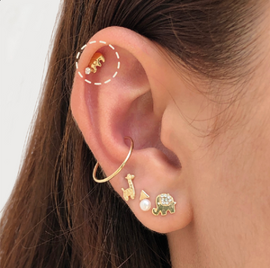 ELEPHANT WITH ZIRCON STUD SOLID GOLD 10K