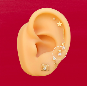 STAR + PEARL STUD SOLID GOLD 10K