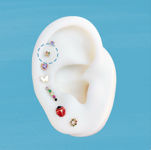 TINY COLOR SQUARE STUD SOLID GOLD 10K