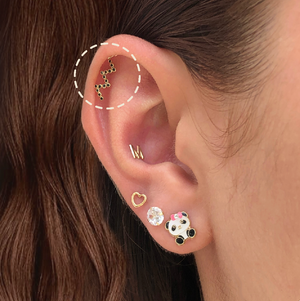 BLACK ZIGZAG STUD SOLID GOLD 10K