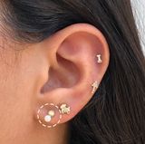 CIRCLE + PEARL STUD SOLID GOLD 10K