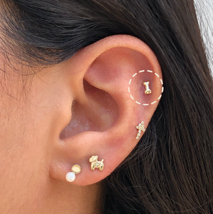 MINI BONE STUD SOLID GOLD 10K