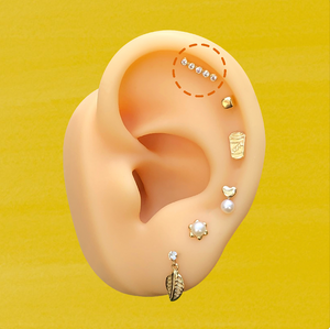 SPARKLING BAR STUD SOLID GOLD 10K