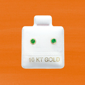 GREEN ROUND STUD SOLID GOLD 10K